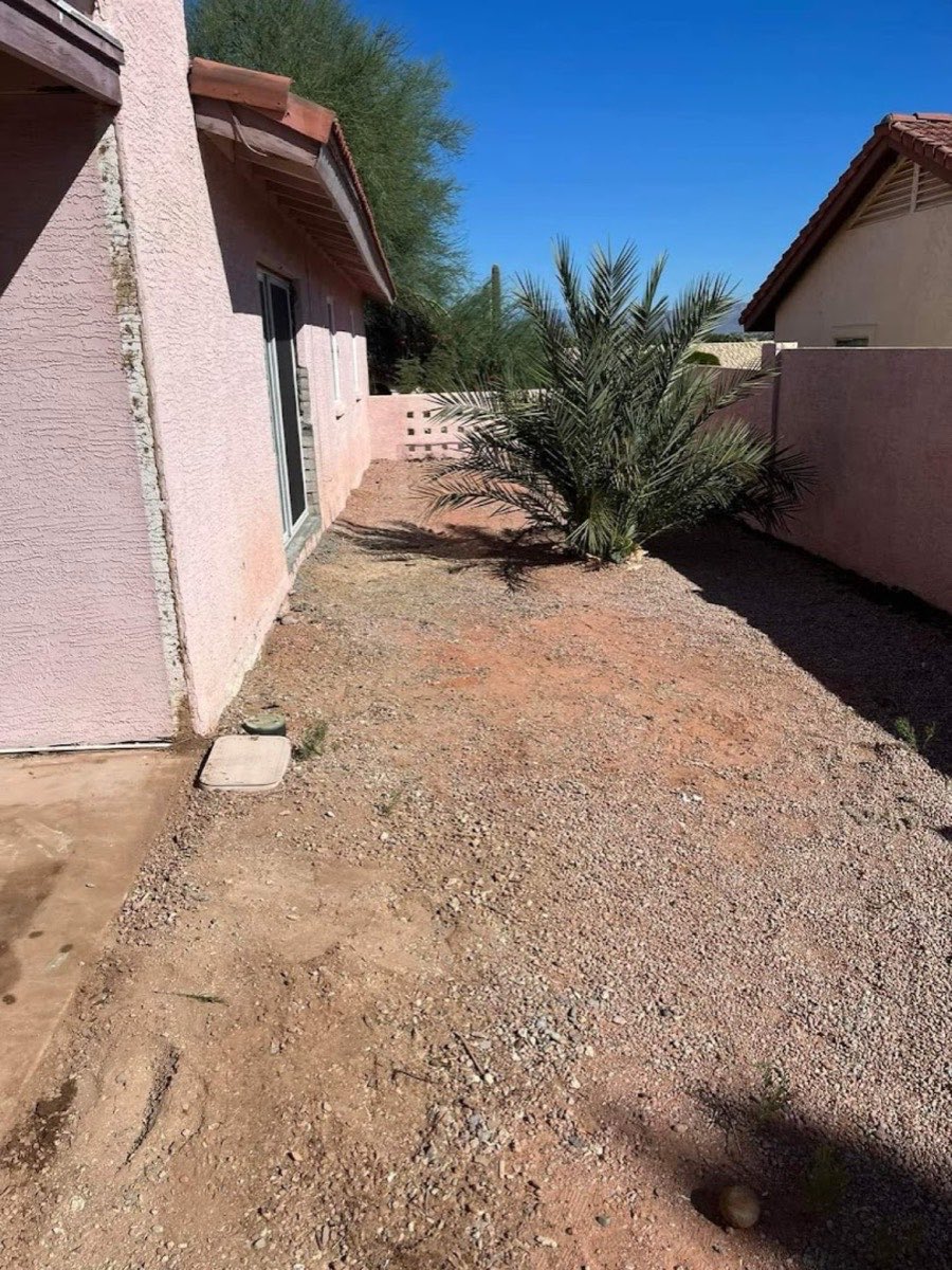 Side yard cleared of debris in Phoenix Arizona